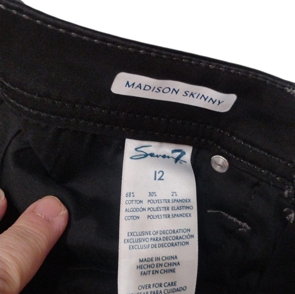 7 Seven Jeans Madison Skinny Gem Encrusted Black Jeans SZ 12 - Picture 5 of 6